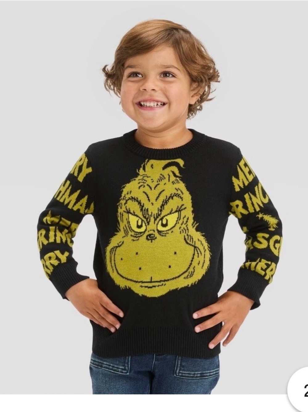 Disney Black & Yellow “The Grinch” Knit Pullover Sweater | Boys Size 4T X-Mas